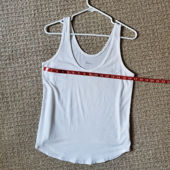 .. Quince Cotton Modal Double Scoop Neck Tank, White (S) - Picture 7 of 8